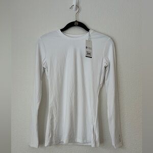 FIGS White Ribbed Long Sleeve Underscrub Top NWT  Size XXS